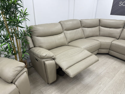 DFS Trek Power Recliner Corner Sofa In Taupe Leather