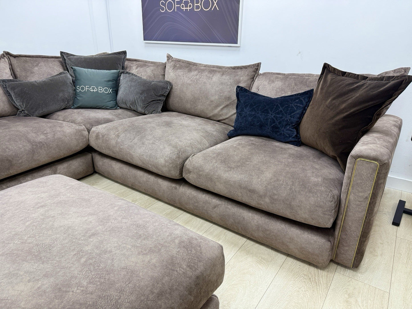 DFS Devine Corner Sofa & Footstool In Chocolate
