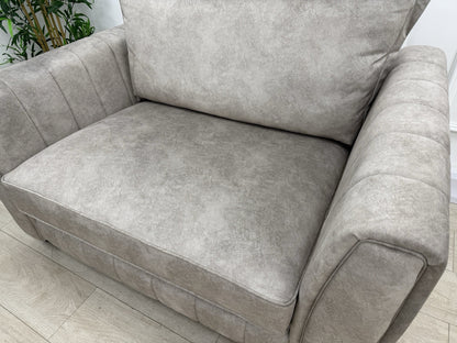 DFS Cherished Self Piped Formal Back Cuddle Chair Loveseat In Oatmeal