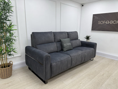 Sofology The Ravello 3 Seater Sofa Recliner/Headrest/Lumbar In Charcoal Fabric