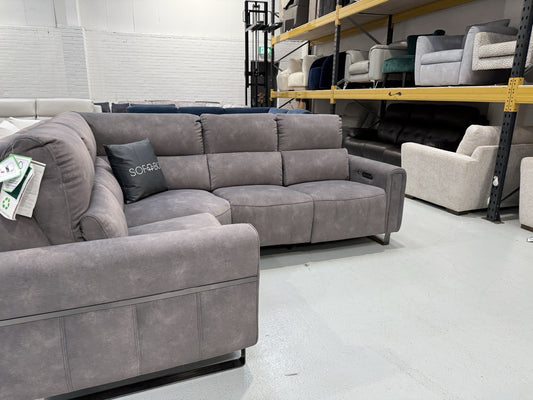 Sofology The Ravello Corner Sofa Recliner/Heated/Headrest/Lumbar In Charcoal