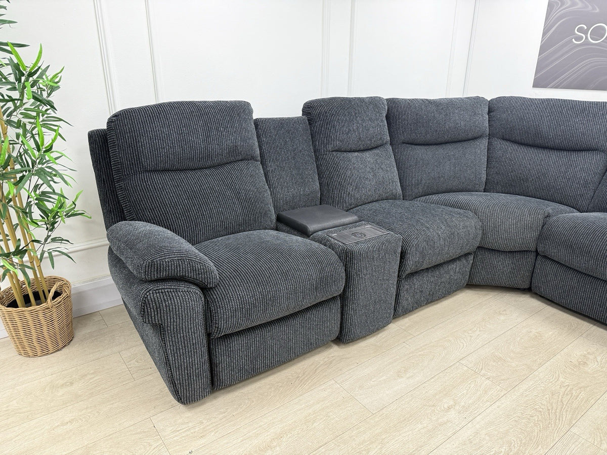 La-Z-Boy New Tamla Power/Headrest/Lumbar Corner Sofa & Console Unit In Black