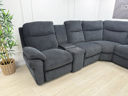 La-Z-Boy New Tamla Power/Headrest/Lumbar Corner Sofa & Console Unit In Black