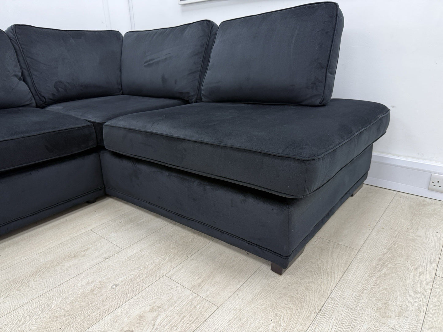 DFS Orka Velvet Corner Sofa In Black