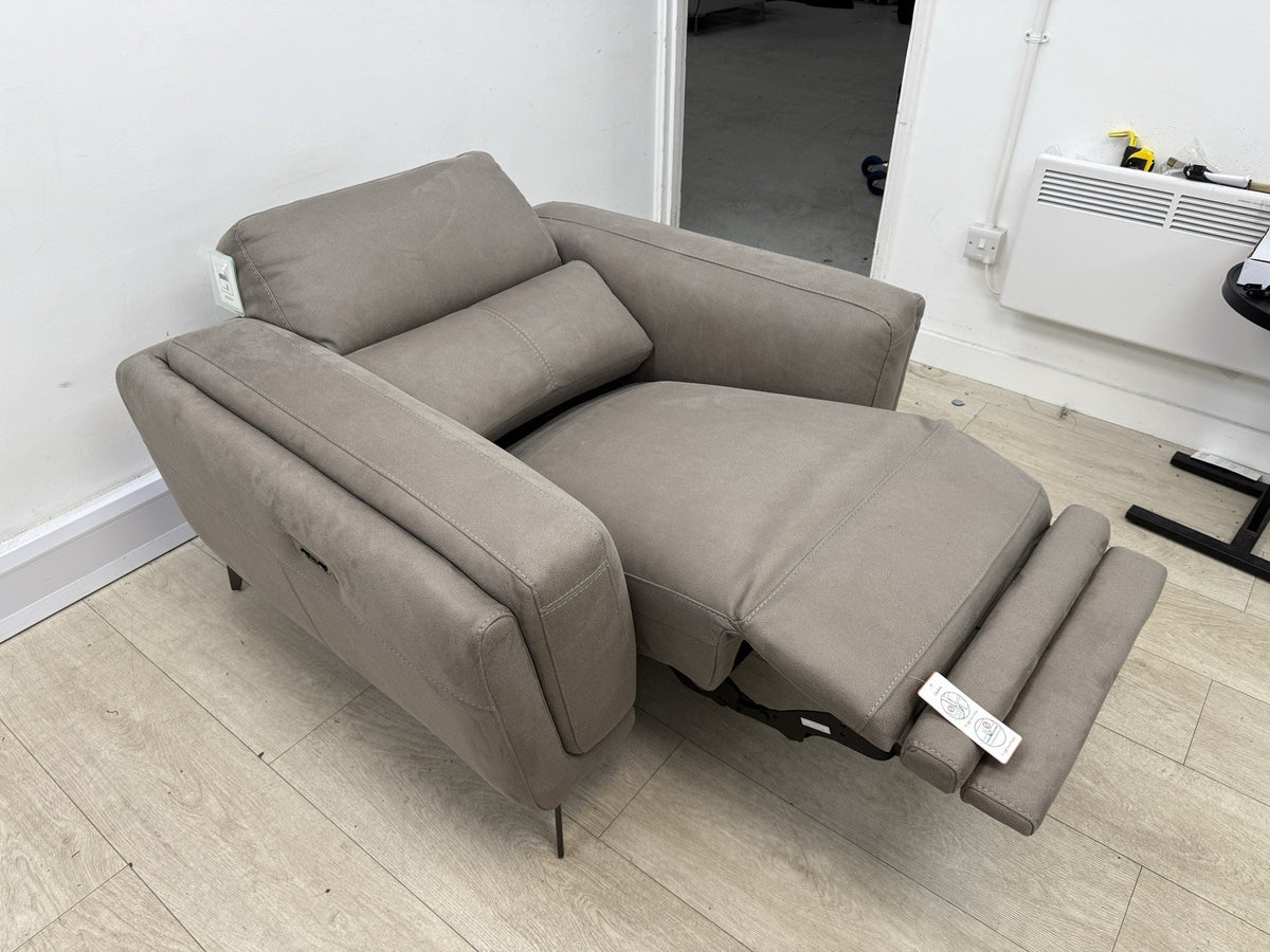 DFS San Mateo Power Recliner Armchair In Pewter Fabric