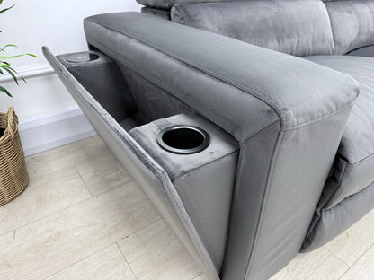 DFS Wander Power Recliner Corner Sofa Bed In Velvet Charcoal Fabric