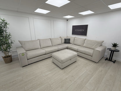 DFS Lovise XL Corner Sofa In Cream Velvet