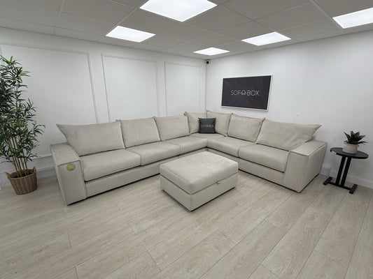 DFS Lovise XL Corner Sofa In Cream Velvet