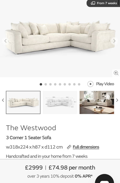 Sofology The Westwood Corner Sofa In Ecru Boucle Fabric