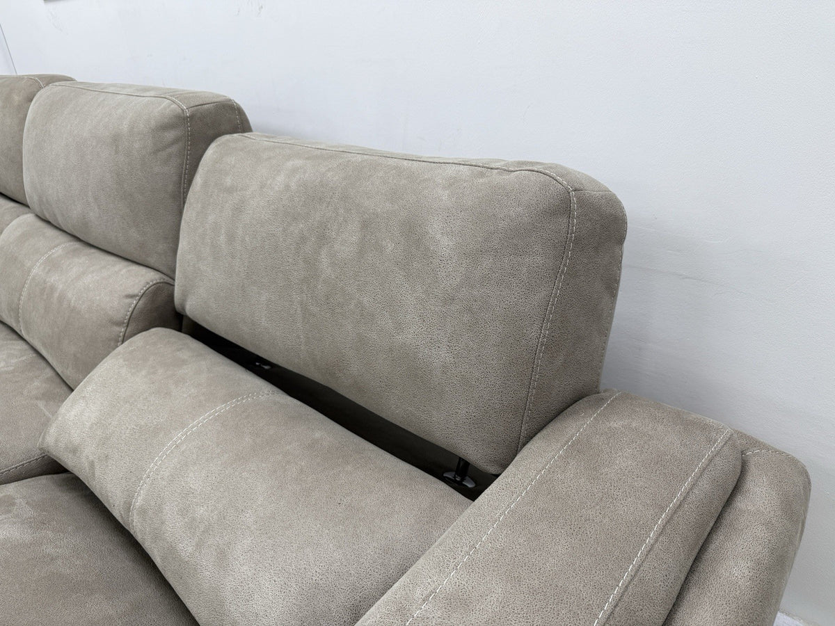 DFS San Mateo Power Recliner Corner Sofa In Stone Fabric