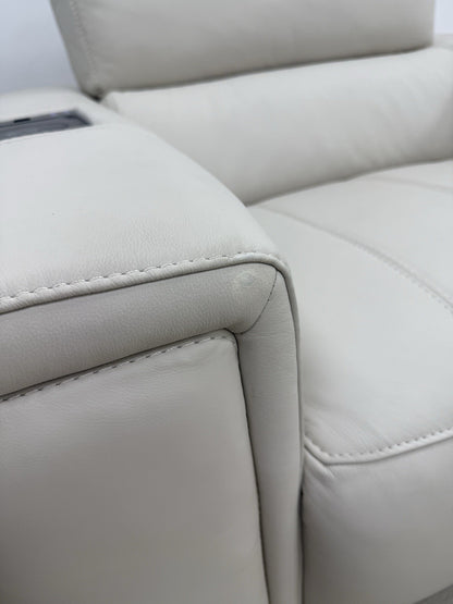 DFS Showcase Power Recliner Chair With Arm Console In Frost Leather