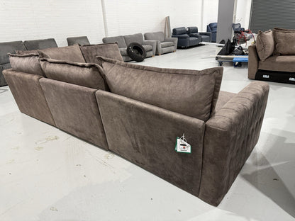 DFS Indulgence / Devine Style Large Corner Sofa In Chocolate Dapple Fabric