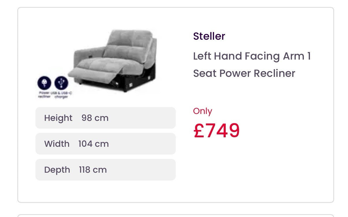 DFS Steller Power Recliner Corner Sofa In Mist Grey