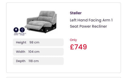 DFS Steller Power Recliner Corner Sofa In Mist Grey