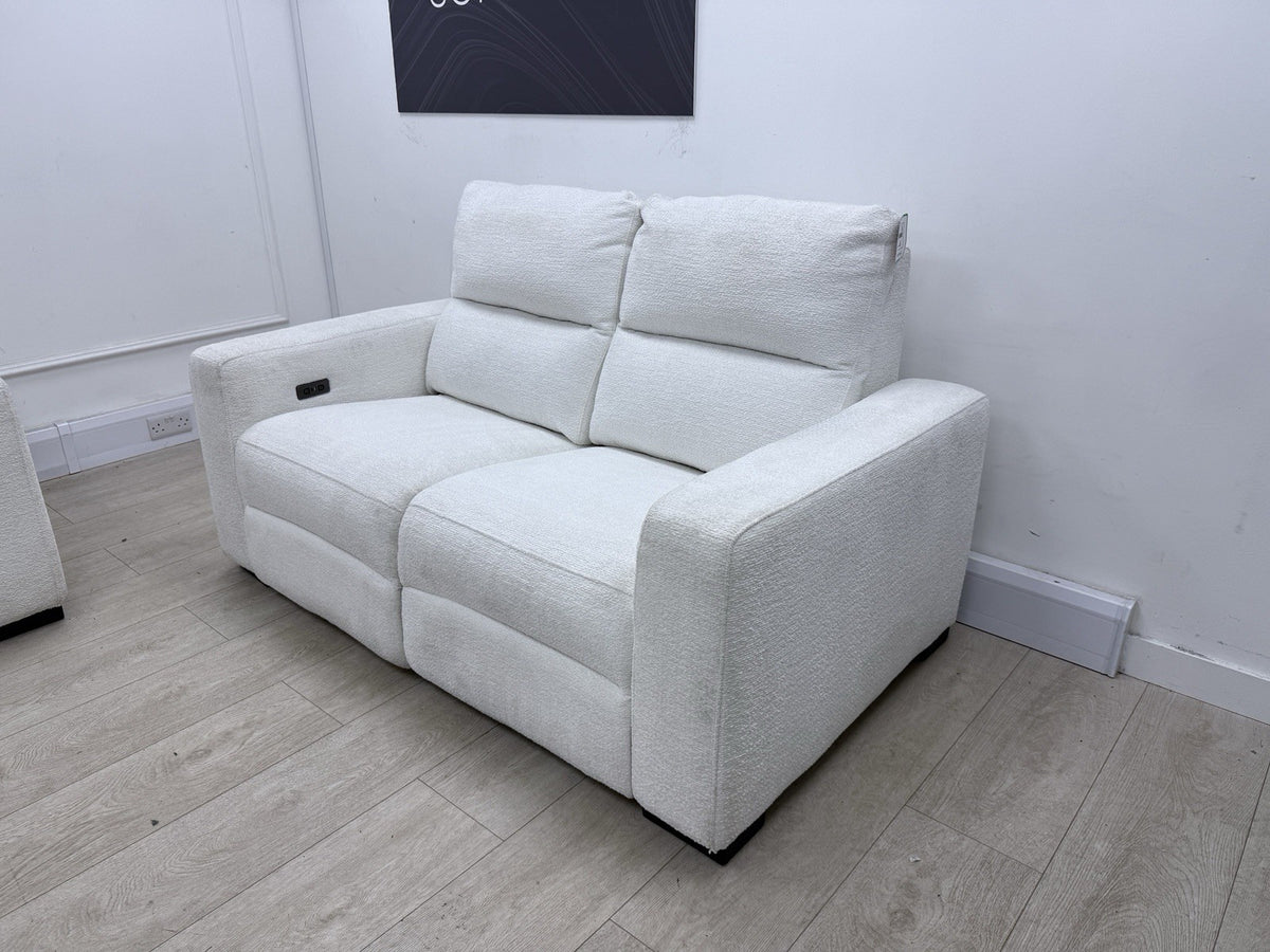 DFS Davis Power Recliner 3 & 2 Seater Sofa Set In Snow Fabric
