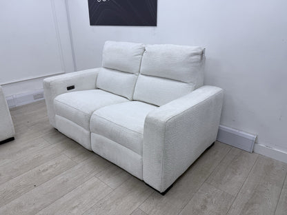 DFS Davis Power Recliner 3 & 2 Seater Sofa Set In Snow Fabric