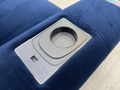 DFS Showcase Power Recliner Chair With Arm Console Cinesound In Blue