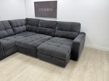 DFS Steller Power Recliner Corner Sofa In Nuova Black Fabric