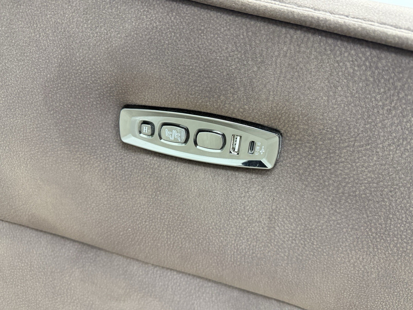 Furniture Village Xavier 3 Seater Chaise Sofa Power Recliner/Headrests In Brown Fabric