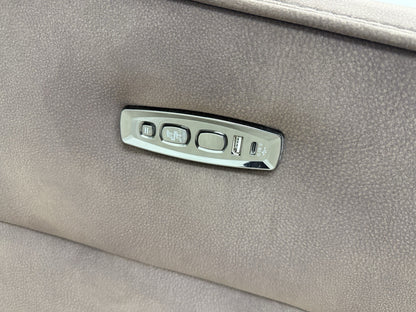 Furniture Village Xavier 3 Seater Chaise Sofa Power Recliner/Headrests In Brown Fabric