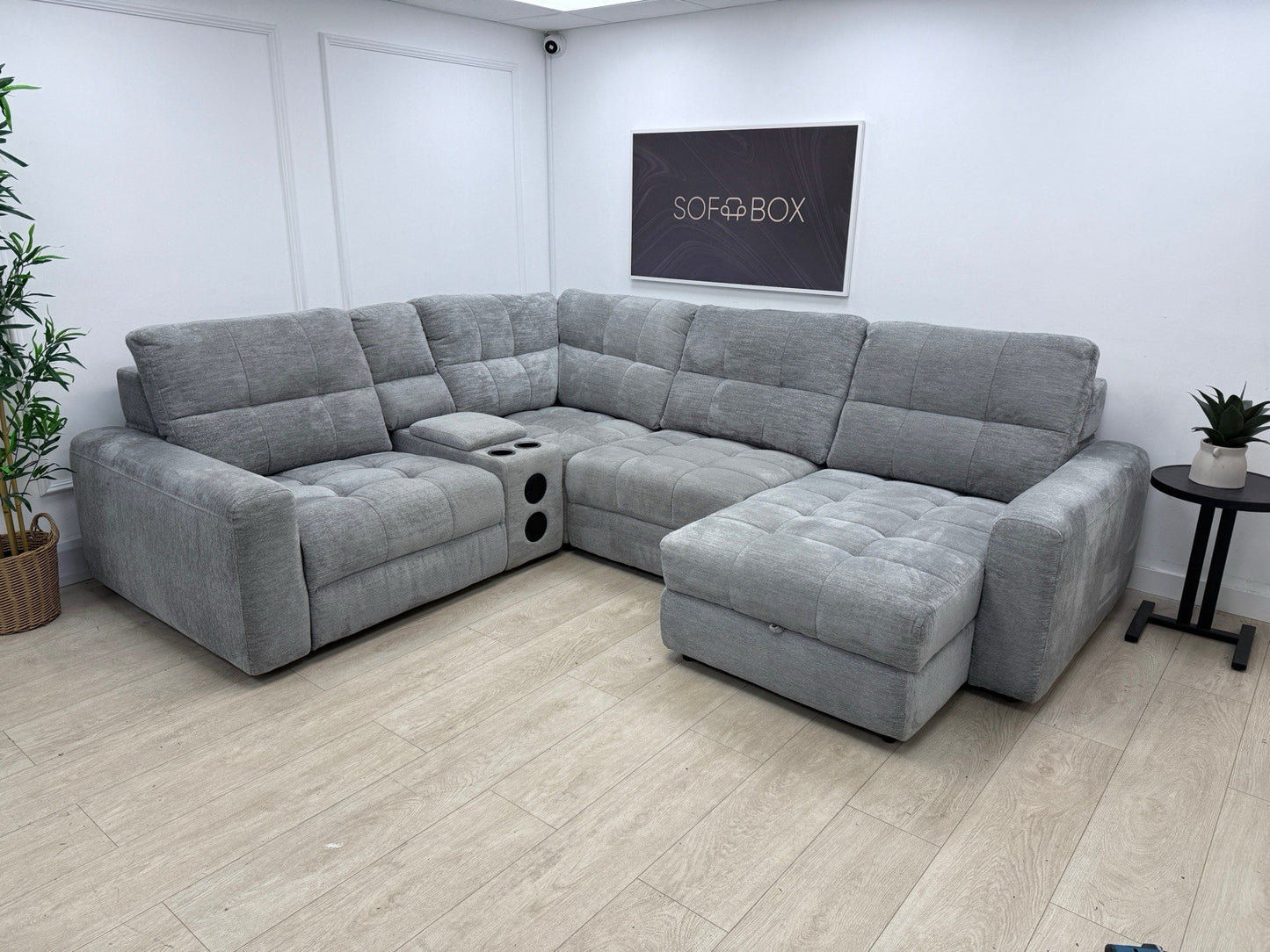 DFS Steller Power Recliner Corner Sofa In Mist Grey