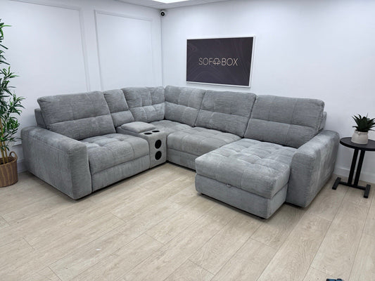 DFS Steller Power Recliner Corner Sofa In Mist Grey