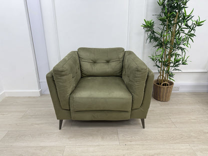 Sofology Muse Power Recliner Armchair In Olive Fabric