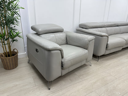 DFS Tahiti Power Recliner Armchair In Light Grey Leather