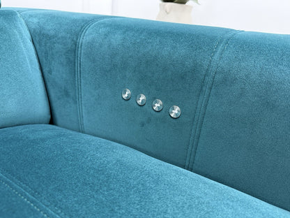 DFS Torren 3 Seater Power Recliner Sofa With Power Headrests In Teal Velvet