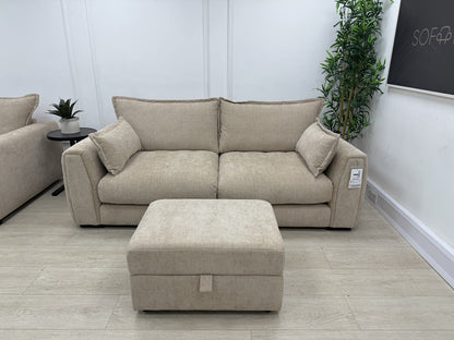 DFS Somerford 3 Seater Sofa, Armchair & Footstool In Mink Fabric