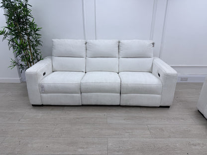 DFS Davis Power Recliner 3 & 2 Seater Sofa Set In Snow Fabric