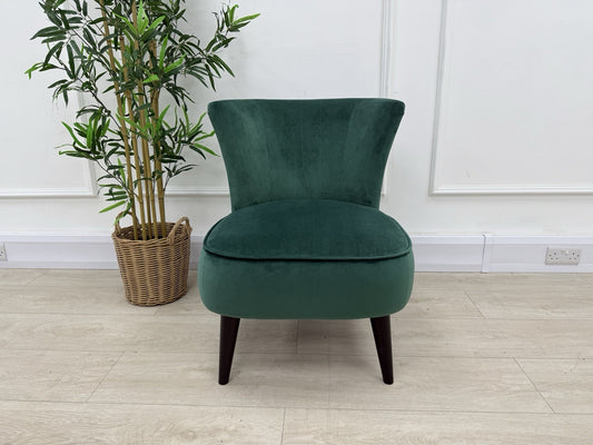 DFS Slipper Fabric Accent Chair In Green Velvet