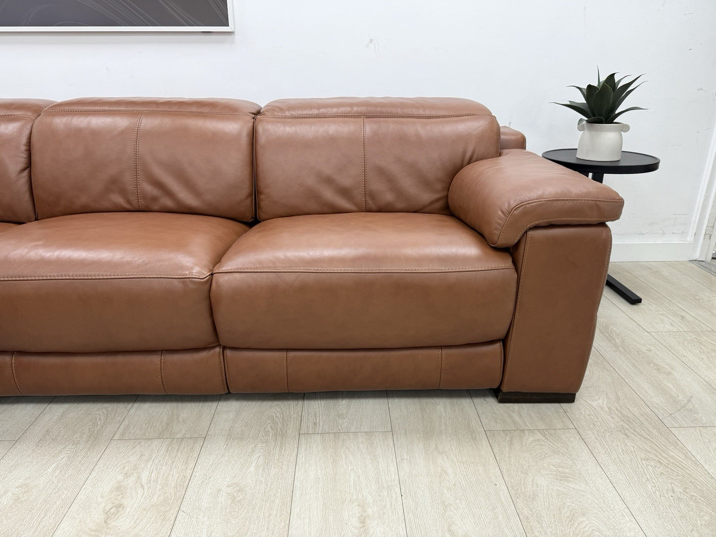 Sofology Laurence Power Recliner Corner Sofa In Tan Leather