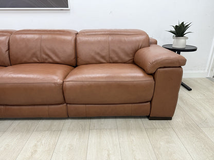 Sofology Laurence Power Recliner Corner Sofa In Tan Leather