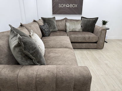 DFS Devine Left Hand Facing Corner Sofa In Chocolate Combination