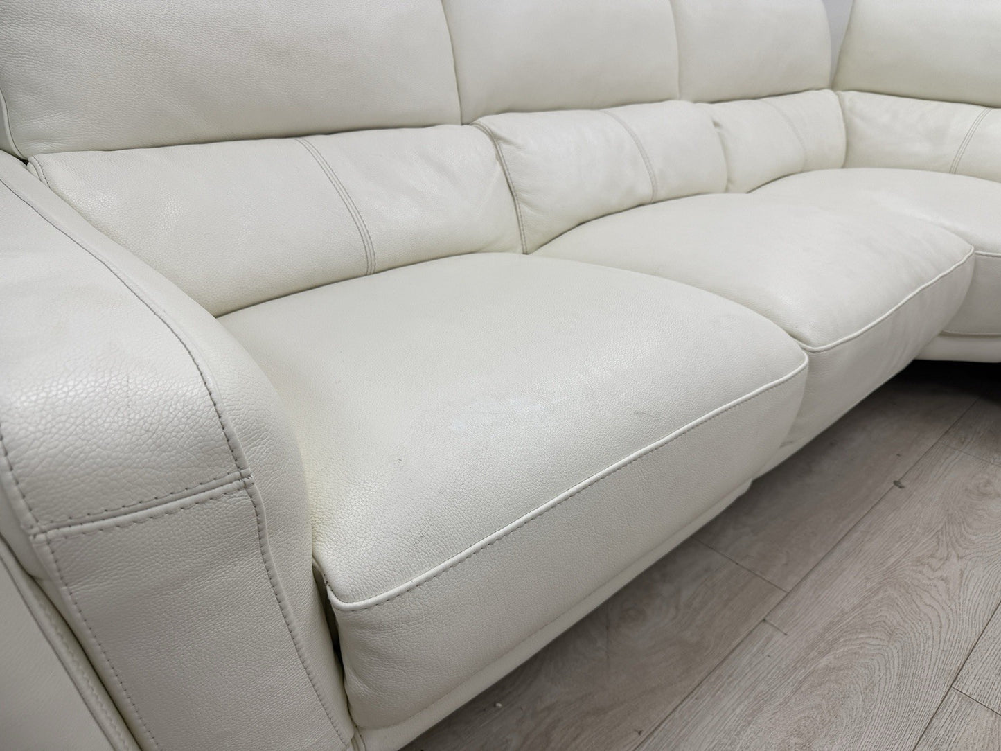 DFS San Antonio Power Recliner Corner Sofa In Snow Leather