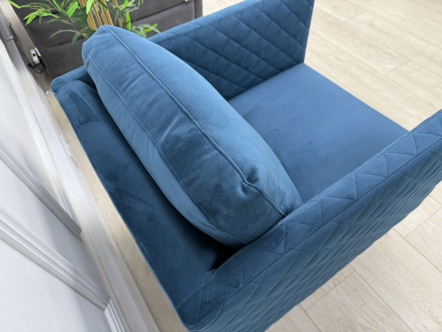 DFS Tub Accent Chair In Blue Velvet