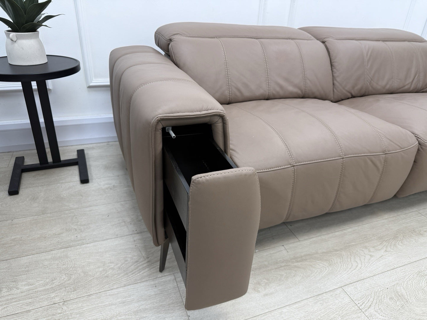 DFS Torren 3 Seater Power Recliner Sofa & Chair Set In Borelli Fawn Leather