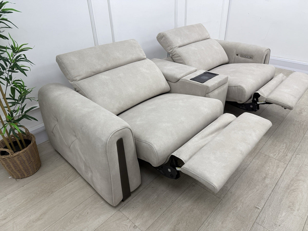 Sofology Kingsbridge Power Recliner/Heated/Headrest 3 Seater Sofa In Ivory
