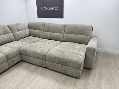 DFS Steller Power Recliner Corner Sofa In Nuova Taupe Fabric