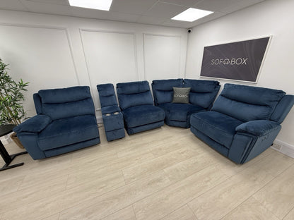 DFS Trek Velvet Corner Sofa In Blue