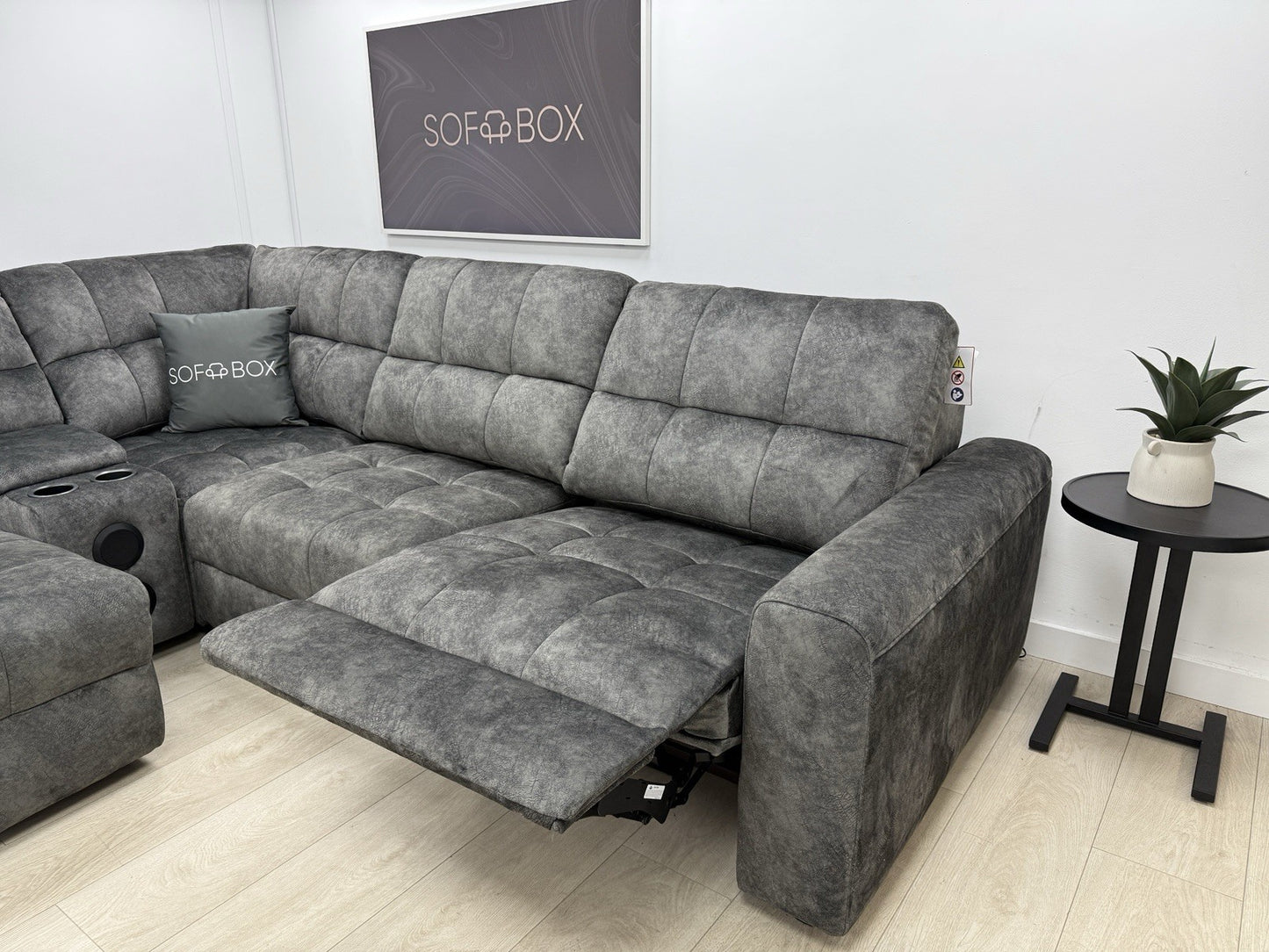 DFS Steller Corner Power Motion Chaise Sofa In Grey Mason Fabric