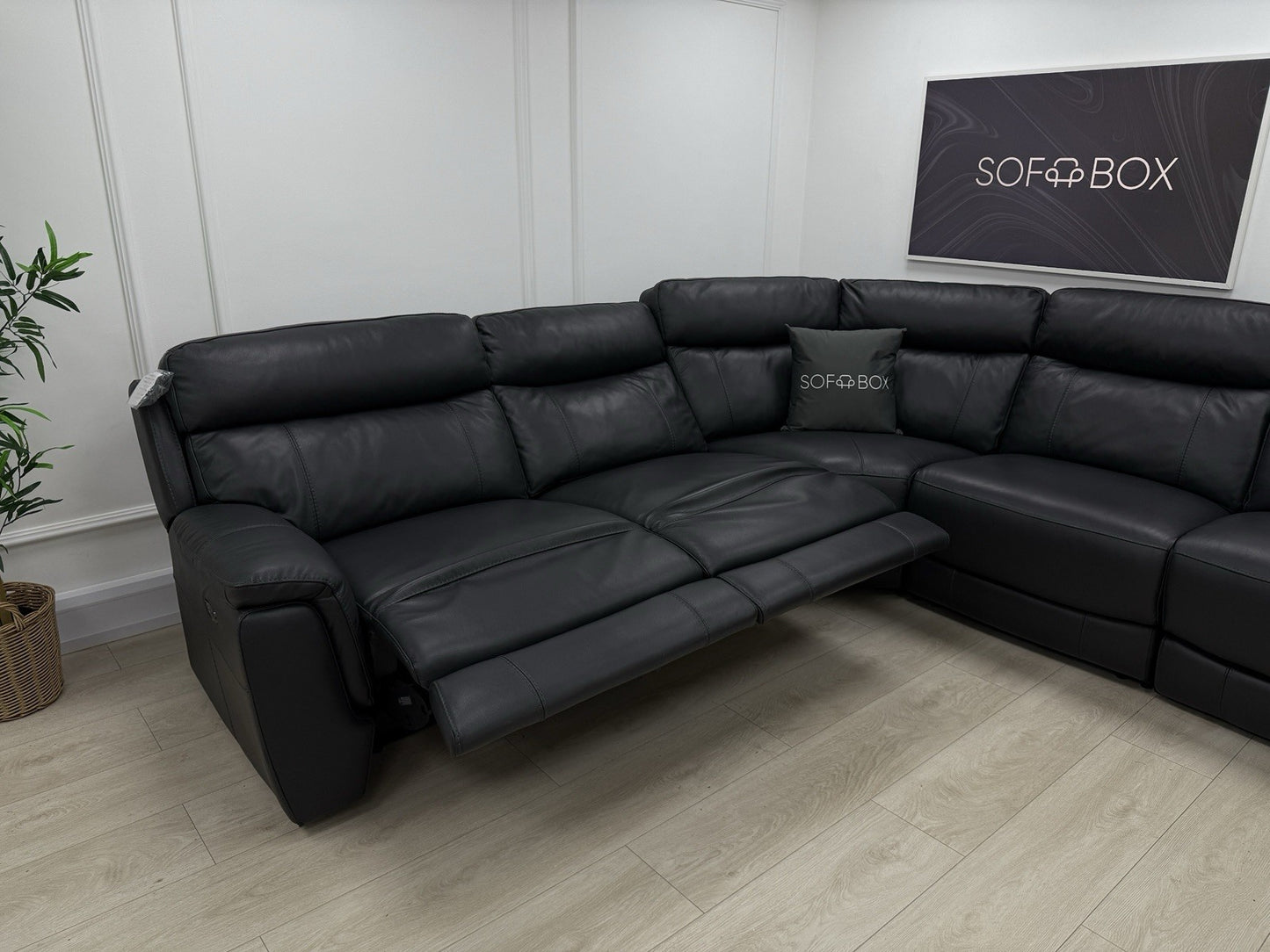 DFS Ronan Leather 4x Power Recliner Corner Sofa In Grey