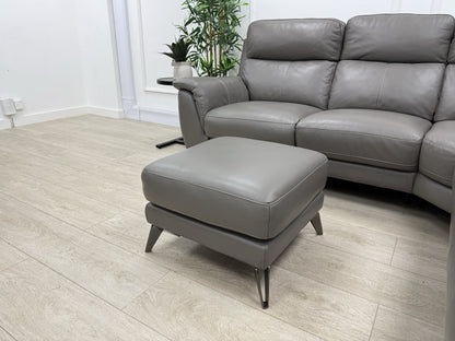 Furniture Village Contempo Power Recliner Corner Sofa &amp; Footstool Grey Leather
