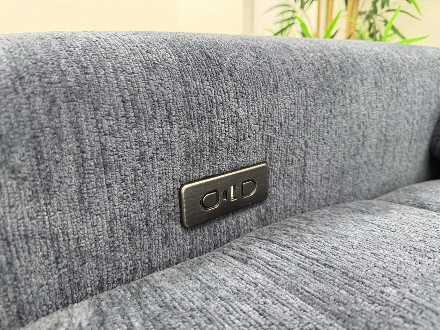 DFS Steller Power Recliner 3 Seater L Shape Sofa In Midnight Navy Fabric