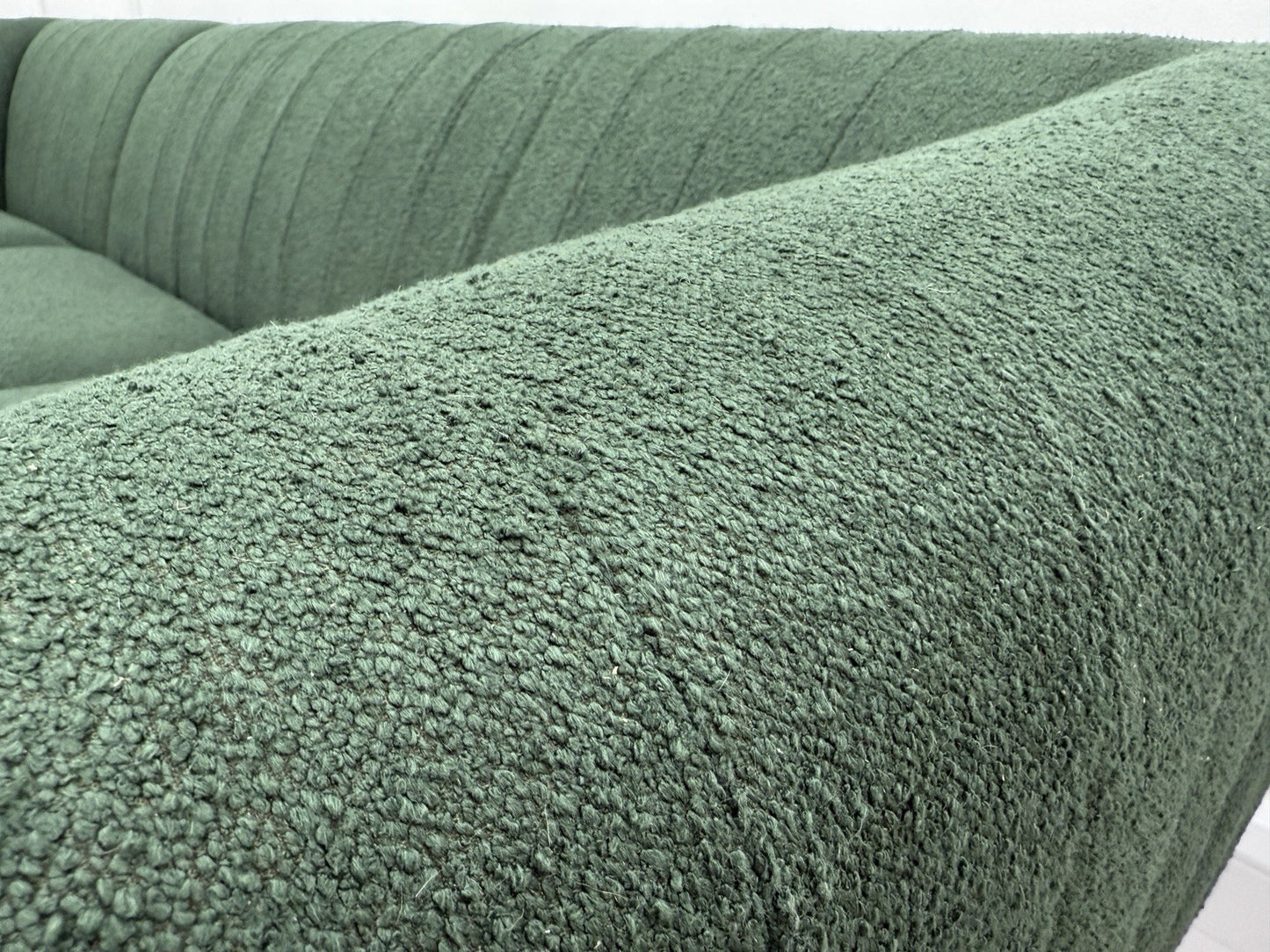 DFS Enhanced Corner Sofa In Green Bouclé Fabric