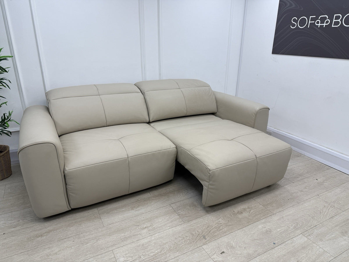 Sofology The Riviera 3 Seater Motion Chaise Recliner Sofa In Stone Leather