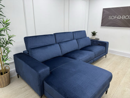 John Lewis Gradient LHF Chaise Power Recliner Sofa In Navy Chenille