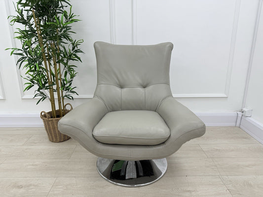 Sofology The Viento/Missouri Swivel Chair In Light Grey Leather