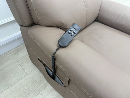 DFS Nevara Rise And Tilt Power Recliner Armchair In Brownie Leather